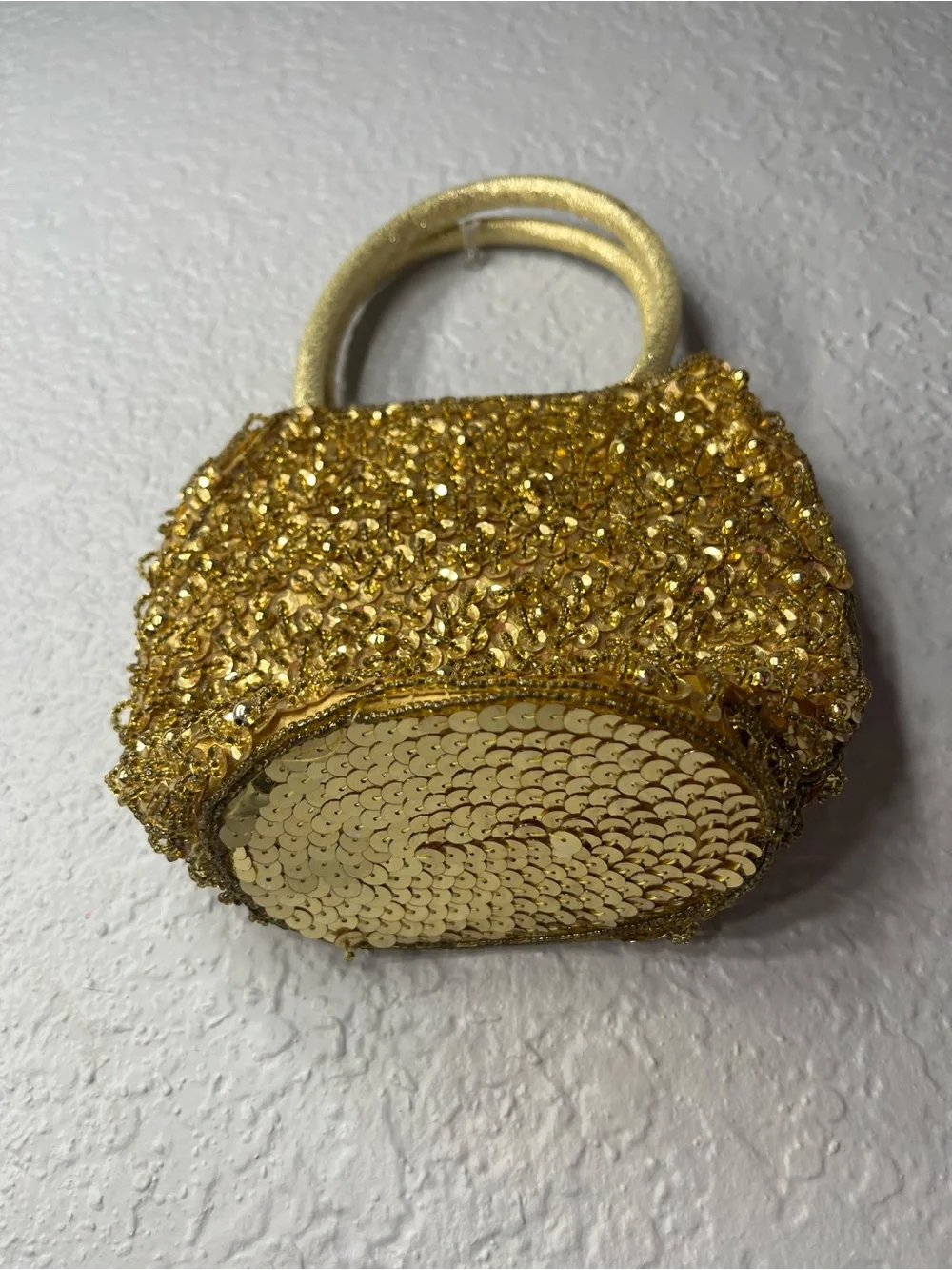 La Regale Gold Sequin Mini Tote